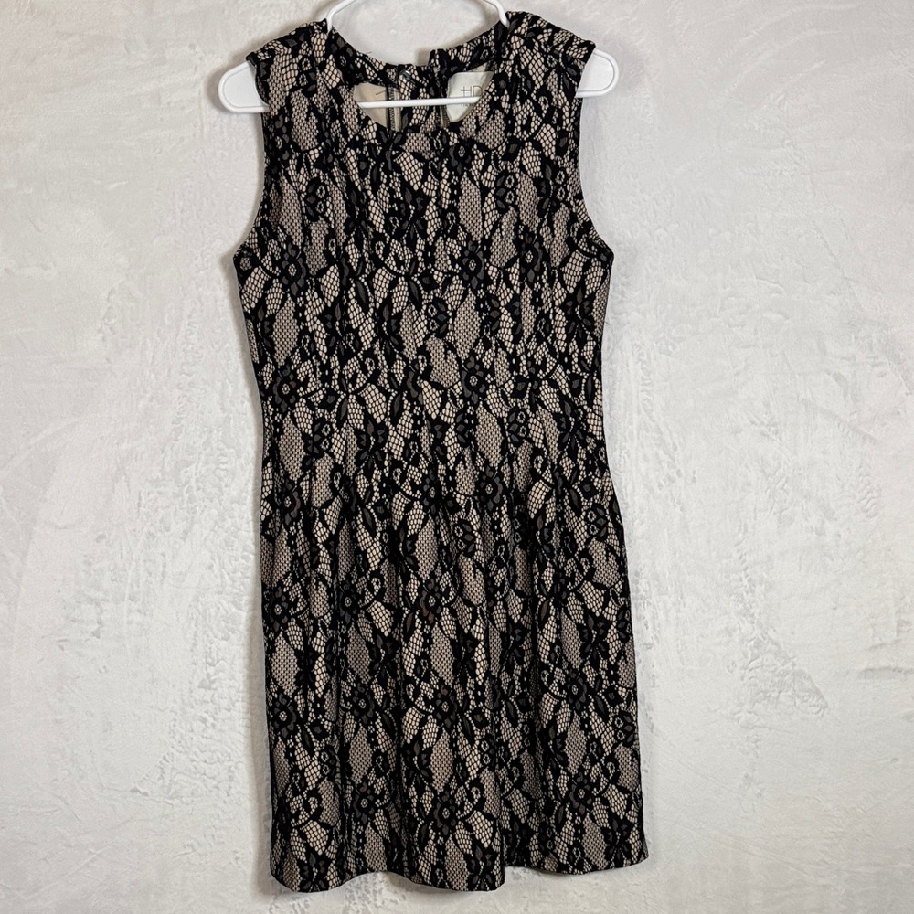 Anthropologie HD in Paris Black Lace Overlay Dress Small